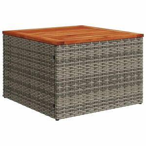 vidaXL szürke polyrattan és akácfa kerti asztal 55 x 55 x 37 cm kép