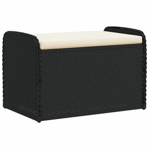 vidaXL fekete polyrattan tárolópad párnával 80 x 51 x 52 cm kép