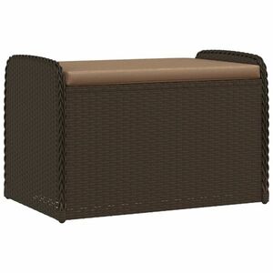 vidaXL barna polyrattan tárolópad párnával 80 x 51 x 52 cm kép