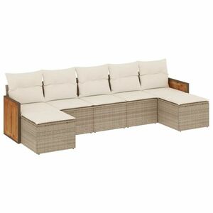 vidaXL 7 részes bézs polyrattan kerti ülőgarnitúra párnákkal kép