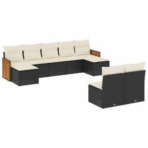 vidaXL 9 részes fekete polyrattan kerti ülőgarnitúra párnákkal kép