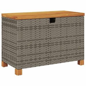 vidaXL szürke polyrattan és akácfa kerti tárolóláda 80 x 40 x 48 cm kép