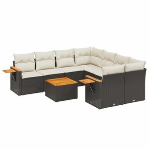 vidaXL 9 részes fekete polyrattan kerti ülőgarnitúra párnákkal kép