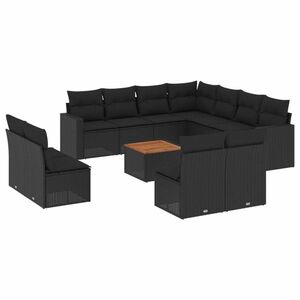 vidaXL 12 részes fekete polyrattan kerti ülőgarnitúra párnákkal kép