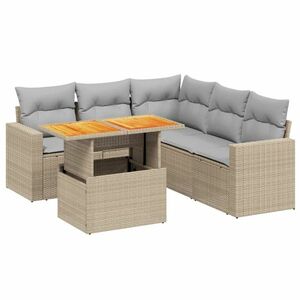 vidaXL 6 részes bézs polyrattan kerti ülőgarnitúra párnával kép