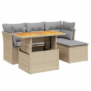 vidaXL 6 részes bézs polyrattan kerti ülőgarnitúra párnával kép