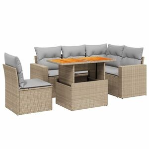 vidaXL 6 részes bézs polyrattan kerti ülőgarnitúra párnával kép