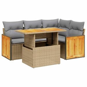 vidaXL 5 részes bézs polyrattan kerti ülőgarnitúra párnákkal kép