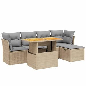 vidaXL 6 részes bézs polyrattan kerti ülőgarnitúra párnával kép