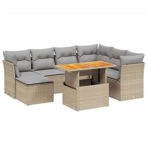 vidaXL 8 részes bézs polyrattan kerti ülőgarnitúra párnával kép
