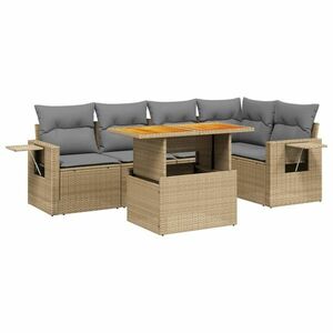 vidaXL 6 részes bézs polyrattan kerti ülőgarnitúra párnával kép