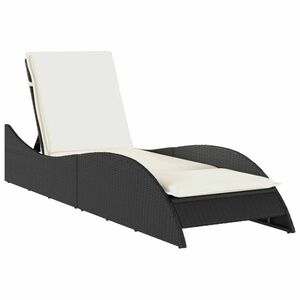 vidaXL fekete polyrattan napozóágy párnával 60x205x73 cm kép