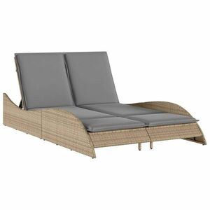 vidaXL bézs polyrattan napozóágy párnákkal 114x205x73 cm kép