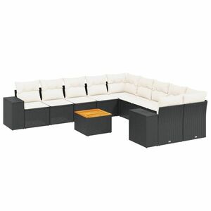 vidaXL 11 részes fekete polyrattan kerti ülőgarnitúra párnákkal kép