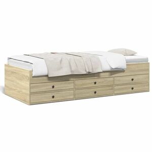 vidaXL sonoma tölgy színű fém ágykeret matrac nélkül 90x190 cm kép