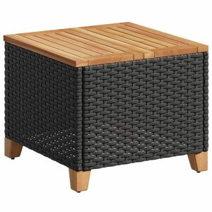 vidaXL fekete polyrattan és akácfa kerti asztal 45 x 45 x 37 cm kép