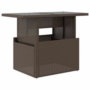 vidaXL barna polyrattan üveglapos kerti asztal 100 x 55 x 73 cm kép