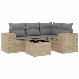 vidaXL 5 részes bézs polyrattan kerti ülőgarnitúra párnákkal kép