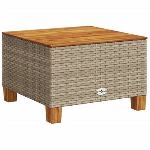 vidaXL bézs polyrattan és akácfa kerti asztal 55 x 55 x 36 cm kép