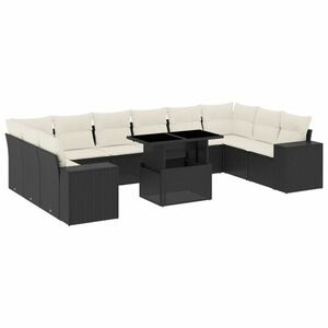 vidaXL 11 részes fekete polyrattan kerti ülőgarnitúra párnákkal kép