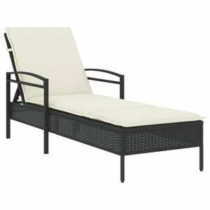 vidaXL fekete polyrattan napozóágy párnával 63x200x81 cm kép