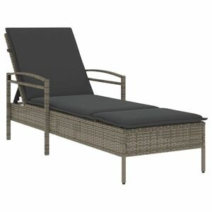 vidaXL szürke polyrattan napozóágy párnával 63x200x81 cm kép