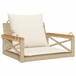 vidaXL bézs polyrattan hintapad párnákkal 63 x 62 x 40 cm kép