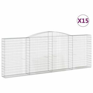 vidaXL 15 db íves horganyzott vas gabion kosár 400x30x140/160 cm kép