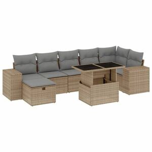 vidaXL 8 részes bézs polyrattan kerti ülőgarnitúra párnával kép