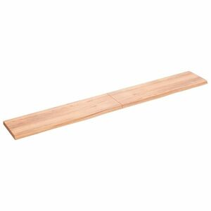 vidaXL világosbarna kezelt tömör tölgyfa fali polc 220 x 30 x (2-4) cm kép