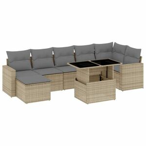 vidaXL 8 részes bézs polyrattan kerti ülőgarnitúra párnával kép