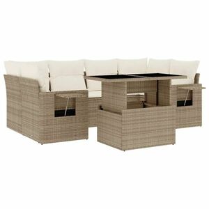 vidaXL 7 részes bézs polyrattan kerti ülőgarnitúra párnákkal kép