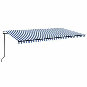 vidaXL kék/fehér automata szélérzékelős és LED-es napellenző 600x300cm kép