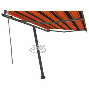 vidaXL narancssárga-barna automata póznás napellenző 350 x 250 cm kép