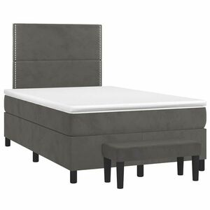 vidaXL sötétszürke bársony rugós ágy matraccal 120x190 cm kép