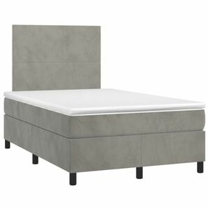 vidaXL világosszürke bársony rugós ágy matraccal 120 x 190 cm kép