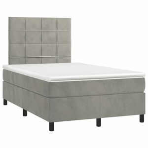vidaXL világosszürke bársony rugós ágy matraccal 120 x 190 cm kép