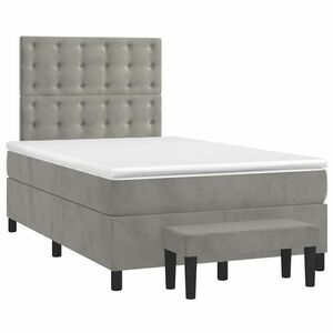 vidaXL világosszürke bársony rugós ágy matraccal 120 x 190 cm kép