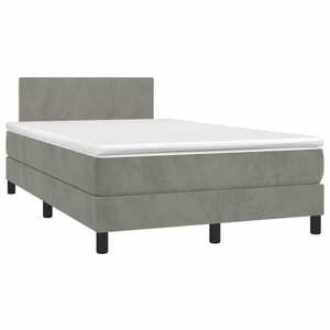 vidaXL világosszürke bársony rugós ágy matraccal 120 x 190 cm kép
