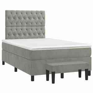 vidaXL világosszürke bársony rugós ágy matraccal 120 x 190 cm kép
