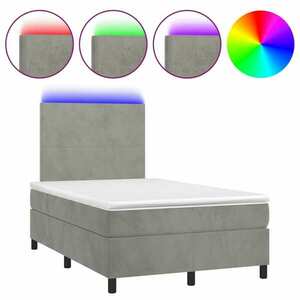 vidaXL világosszürke bársony rugós és LED-es ágy matraccal 120x190 cm kép