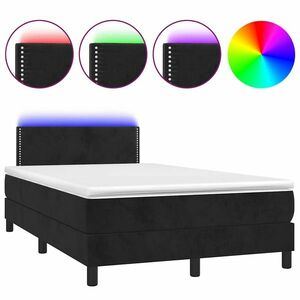 vidaXL fekete bársony rugós és LED-es ágy matraccal 120x190 cm kép