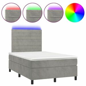 vidaXL világosszürke bársony rugós és LED-es ágy matraccal 120x190 cm kép