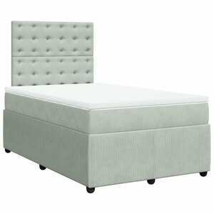 vidaXL világosszürke bársony rugós ágy matraccal 120 x 190 cm kép