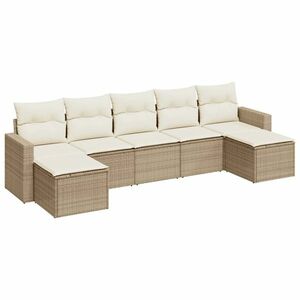 vidaXL 7 részes bézs polyrattan kerti ülőgarnitúra párnákkal kép