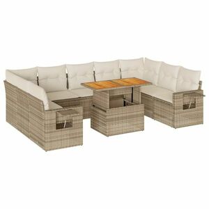 vidaXL 10 részes bézs polyrattan kerti ülőgarnitúra párnával kép