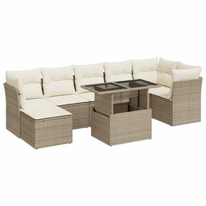 vidaXL 8 részes bézs polyrattan kerti ülőgarnitúra párnával kép