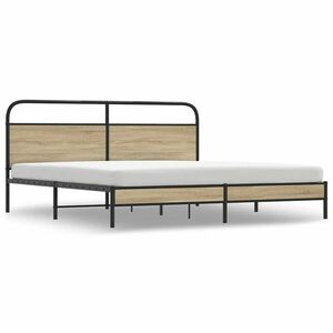 vidaXL füstös tölgy színű fém ágykeret matrac nélkül 200 x 200 cm kép