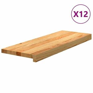 vidaXL 12 db tömör tölgyfa világosbarna lépcsőfokok 70x30x2 cm kép