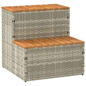 vidaXL pezsgőfürdő lépcső 50x50x50, 5cm polyrattan és akácfa kép